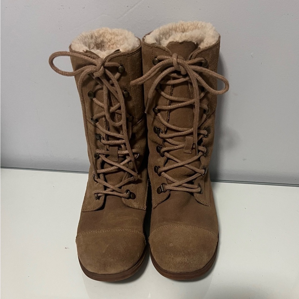 UGG Tan Winter Rain Boots with Fuzzy Lining